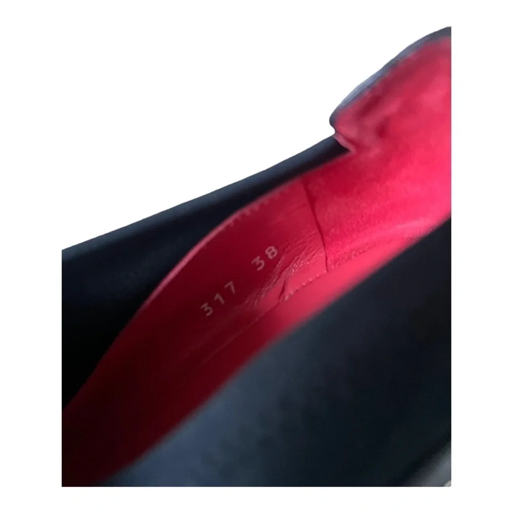 Pas De Rouge Black Leather Wedge Heel Pump Size 38( US 7.5)